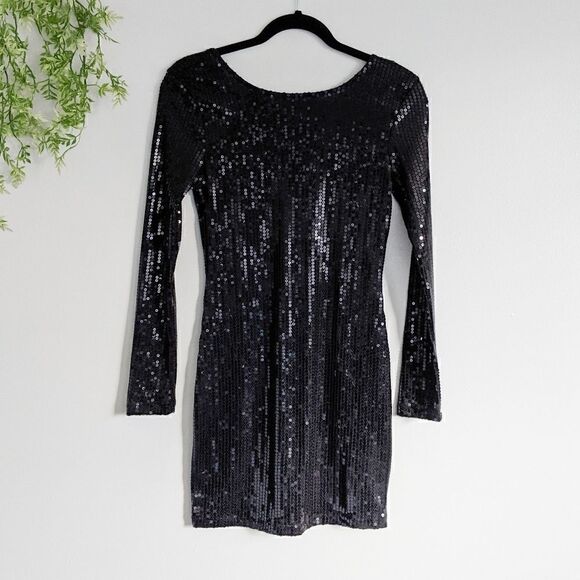 (Venus) Black Sequin Sparkly Mini Dress XS - Picture 1 of 8